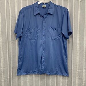 Haband Button Down‎ Short Sleeve Blue Shirt Size L - EUC